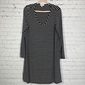 Neiman Marcus Tunic Mini Dress Women XL Black White Pullover Flowy Stretch